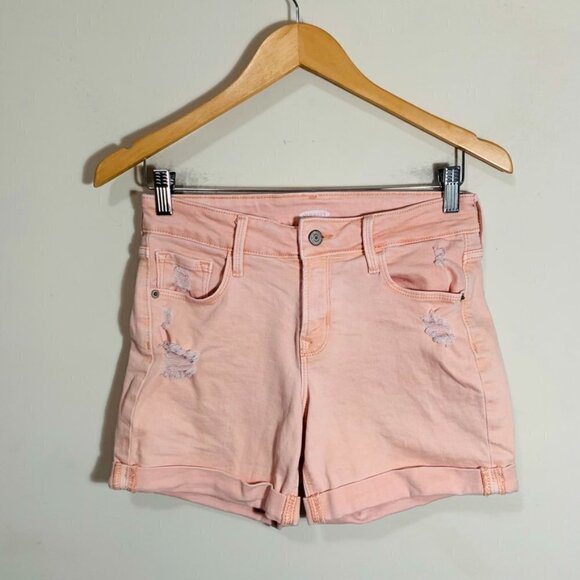 Old Navy Pants - Old Navy Distressed High Rise Midi Shorts in Peachy Pink Women's Size 0